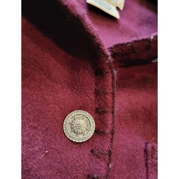 Vintage St. John's Bay Shirt Jacket Women's Small Burgundy Wool Brushed - Picture 4 of 5